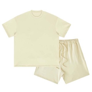 Best Selling Men's Two-Piece Set Acid Washed High Quality %100 Cotton Shirt and Shorts in Various Colors Customizable Logo - Product Image 2
