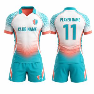 Ensemble de maillots de football MEGAMAPLE personnalisés imprimés par transfert thermique, unisexe, sans manches, col en V, respirant, anti-transpiration, polyester, club - Product Image 1