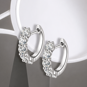 Luxury 925 Sterling <b>Silver</b> Round Brilliant Cut Moissanite VVS1 Huggie <b>Hoop</b> <b>Earrings</b> for Unisex Daily Wear - Product Image 3