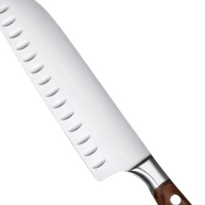 Cuchillo Santoku Grand Maître de 17 cm, Hoja Acanalada de Acero Inoxidable Forjado, Mango de Madera Marrón, para Cortar Carne y Verduras - Product Image 2