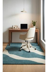 Alfombra de área moderna de lana hecha a mano con mechones gruesos y patrón geométrico, con base de algodón antideslizante para sala de estar y uso en hoteles. - Product Image 3