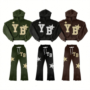 Ensemble survêtement et sweat à capuche streetwear, pull personnalisé avec broderie patchwork, logo, équipement de haute qualité - Product Image 1