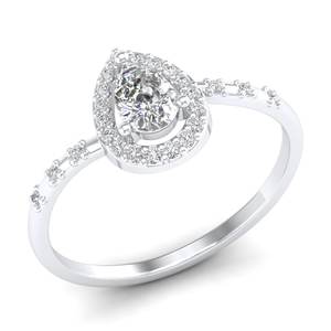 แหวนเงินแท้ 925 REYES ประดับเพชรโมอิสซาไนต์ทรงลูกแพร์ 0.61 กะรัต ดีไซน์วงแหวนล้อมเพชร สำหรับผู้หญิง ของขวัญวันครบรอบที่สมบูรณ์แบบสำหรับเธอ - Product Image 2