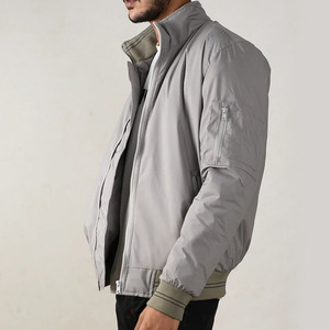 Mens Casual Bomber <b>Jacket</b> Solid Color Zipper <b>Pilot</b> Style Flight <b>Jacket</b> with Pockets - Product Image 4