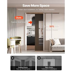 Kit Telaio per Porta Scorrevole a Scomparsa per Porte Larghe 24-30 Pollici e Alte 80 Pollici, Meccanismo di Chiusura Morbida Bidirezionale, Scorrimento Fluido e Silenzioso - Product Image 2