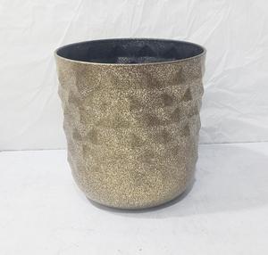 Pot de fleurs en métal martelé, design moderne rond, pour intérieur et extérieur, décoratif, durable, résistant à la rouille, pour jardin. - Product Image 3