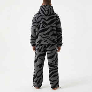 Men Fleece Tracksuit Set Custom Logo Hooded <b>Sweatshirt</b> Jogger Set Winter Warm Streetwear 2 Piece Warm Tracksuit - Product Image 2