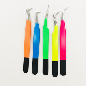 Ensemble de pinces à cils professionnelles colorées en acier inoxydable, kit d'outils de beauté de précision pour l'extension et l'isolation des cils - Product Image 1