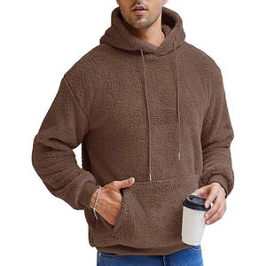 <b>Mens</b> <b>Hoodie</b> <b>Sherpa</b> Fuzzy Soft Casual Sweatshirts Long Sleeve Classic Pullover Drawstring Hooded Outwear - Product Image 1