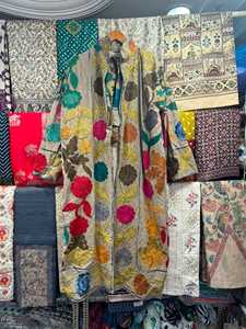 Hand Embroidered Luxury Cotton Suzani Kimono Soft & Breathable Drawstring Closure Floral Boho Duster <b>Jacket</b> - Product Image 1
