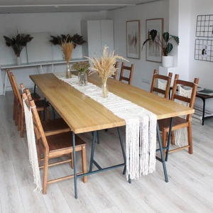 Custom Luxury White Macrame Cotton Table <b>Runner</b> Boho Style Woven Knotted Design Home Décor 14 X 78 Inches Handmade <b>Washable</b> - Product Image 3