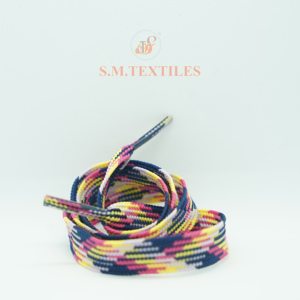 Flat Polyester Multi Color Draw <b>Cord</b> with Plastic Tipping Custom Woven Drawstring for Garments Bags and Accessories - Product Image 1