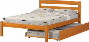 Cama completa contemporánea TNT Econo para niños con cama nido individual – Madera maciza de pino miel, diseño de panel tradicional - Product Image 2