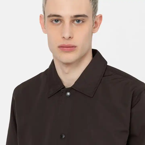 Veste chemise coupe-vent marron foncé pour homme, col rabattu, décontractée, automne, polyester, couleur unie, coupe classique - Product Image 6
