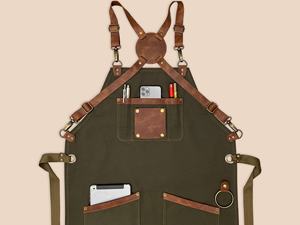 Wholesale Custom Logo Cotton Canvas With Leather Strap Chef Cooking Aprons for Cafe Restaurants Kitchen <b>BBQ</b> Aprons - Product Image 2