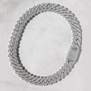 925 Silver Moissanite <b>Diamond</b> Cuban <b>Chain</b> White Gold Two Tone Hip Hop Necklace for <b>Men</b> Fashion Jewelry - Product Image 4