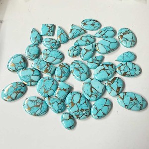 Lot de pierres précieuses cabochons en cuivre bleu ciel de 10-30 mm, haute qualité, formes variées, certifiées CMA, pour la fabrication de bijoux et d'échantillons - Product Image 2