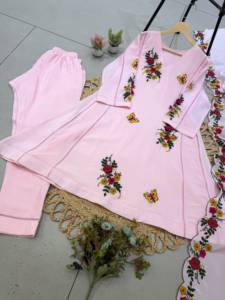Designer Embroidery Patch Work Air <b>Tex</b> Chinon Top With Bottom And Dupatta Fully Stitched Ready To Wear Set - Product Image 5