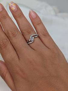 Unique Moissanite Round Cut Dainty Crossover Band <b>Ring</b> For Unisex Original 925 <b>Silver</b> Fine Wedding Birthdays Party For Friends - Product Image 3
