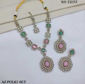 Designer AD Polki Necklace Dangle Earrings And Mang Tika <b>Set</b> Handcrafted <b>Bridal</b> Party Wear <b>Jewelry</b> <b>Set</b> For Women Bulk Wholesaler - Product Image 6