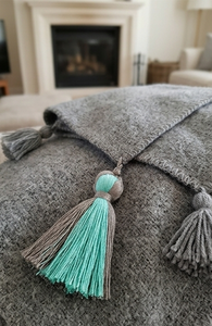 Bohemian Tassel Curtain <b>Tie</b> <b>Back</b> Fabric Decor Teal Gray Round Indoor Living Room Home Accent Hanging Tassels All Seasons - Product Image 2
