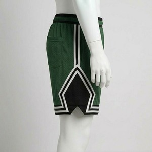Shorts de basket-ball en maille vert forêt pour hommes, taille élastique avec cordon de serrage, respirant, pour l'entraînement athlétique, streetwear, vêtements de sport d'été - Product Image 5