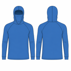 เสื้อฮู้ดตกปลา UPF 50 โพลีเอสเตอร์ 100% แขนยาว แห้งเร็ว ระบายอากาศได้ดี ออกแบบเองได้ พร้อมหน้ากากคลุมหน้า - Product Image 2