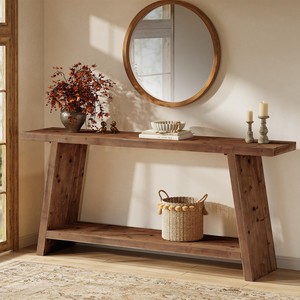 Pine <b>Wood</b> <b>Rustic</b> Distressed Nightstand Power Outlet-Wholesale Farmhouse Side Table Foldable <b>Wood</b> Handicraft Multi-piece Package - Product Image 3