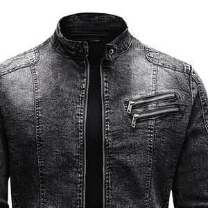 Veste en jean noire de qualité en gros, couleur unie, style décontracté, pour garçons et hommes, avec poches latérales, collection 2026 - Product Image 4