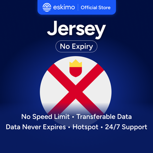 Eskimo Jersey 3GB eSIM sans expiration de la data, données de voyage, vitesse rapide 5G/4G, pas de carte SIM physique requise, S-J-03 Smartphones numériques - Product Image 1