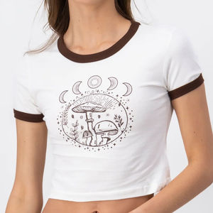 T-shirts courts décontractés d'été pour femmes en coton, sur mesure, de haute qualité, avec logo personnalisé imprimé, motif à carreaux, vente en gros OEM - Product Image 2