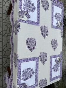 Purple <b>Tablecloth</b> Cover, Block Printed <b>Tablecloth</b>, Indian Table Linen, Floral Dinning <b>TableCloth</b> ,Elegant Decoration, Rectangle - Product Image 5