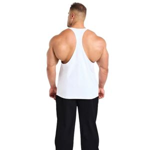 <b>Mens</b> <b>White</b> Racerback Tank Top Gym Workout <b>Vest</b> Athletic Fitness Training Bodybuilding Sportswear Sleeveless Activewear Shirt - Product Image 4