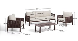 Modern Teak Outdoor Furniture Set with <b>Thick</b> Cushions and <b>Rope</b> Detail – Premium Patio Sofa Set for Resort, Villa & Backyard - Product Image 6
