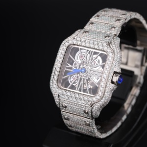 Reloj de Pulsera de Lujo para Hombre, Diseño de Esqueleto con Diamantes Moissanite, Completamente Cubierto de Piedras, Cuadrado, Automático, de Acero Inoxidable, Estilo Hip Hop, Personalizado - Product Image 3