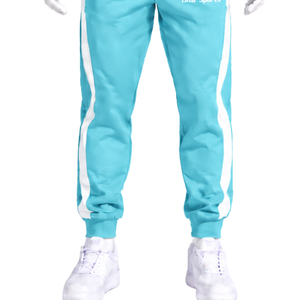 Ensemble de survêtement unisexe bleu aqua avec sweat-shirt à capuche et pantalon de jogging, bande latérale contrastante, tenue de sport décontractée et active - Product Image 6