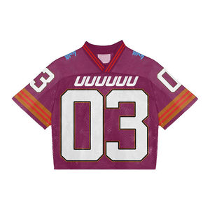 Custom Print Mesh Boxy Crop <b>Retro</b> Football Jersey Shirt and Shorts Set Men Short Sleeve Polyester Women's Summer Sets - Product Image 5