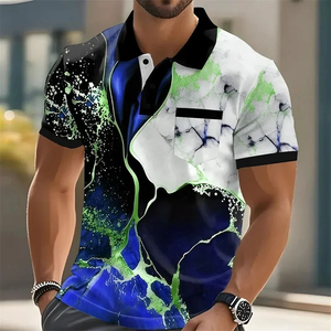 เสื้อเชิ้ตแขนสั้นผู้ชายแฟชั่นฤดูร้อน ผ้าโพลีเอสเตอร์ถัก 100% ระบายอากาศได้ดี เป็นมิตรกับสิ่งแวดล้อม ไม่เป็นขุย คุณภาพสูง - Product Image 4