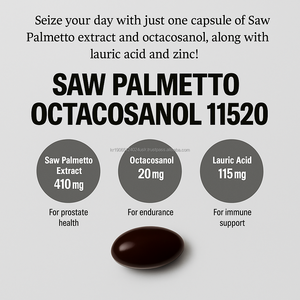Saw Palmetto Capsule molle avec octacosanol acide laurique et zinc pour le bien-être quotidien 90 capsules OEM - Product Image 2