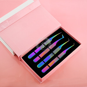 Pince à épiler d'extension d'isolation Lash Tech avec logo personnalisé pour cils Pince à cils multicolore Pointe en fibre Volume de démarrage à 90 degrés - Product Image 1