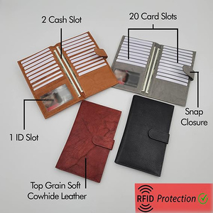 OEM Trending Lightweight Men's <b>Wallet</b> Snap Closure Button High Quality Durable Genuine Leather Custom Logo Long Wholesale Price - Product Image 5