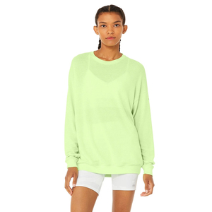 เสื้อสเวตเชิ้ตคอกลมโอเวอร์ไซส์สำหรับผู้หญิง แขนยาว สีพื้น ผ้าถักเนื้อฝ้าย ระบายอากาศได้ดี ทรงหลวมไหล่ตก เหมาะสำหรับใส่ในฤดูใบไม้ร่วง - Product Image 2