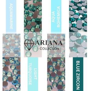 Piedras de Cristal de Zirconia Azul Bohemia, Turquesa Claro, Aguamarina, con Adorno de Pedrería Termoadhesiva Ariana para Prendas, Joyería y Artículos de Equitación - Product Image 1