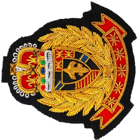 Badge de blazer en fil métallique artisanal, brodé de fils métalliques de luxe, résistant à l'eau, patch en tissu 3D écologique, couleurs personnalisées