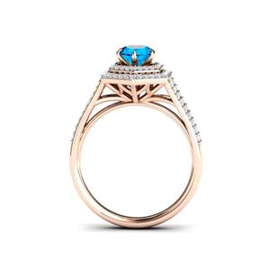 Anillo de piedras preciosas de Topacio Azul Londres Natural de Plata de Ley 925, anillo de promesa clásico de oro rosa, joyería de piedra semipreciosa para Weddi - Product Image 2