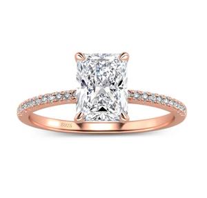 Anillo de Eternidad de Plata de Ley 925 con Baño de Rodio, Lujoso, con Moissanita de Corte Radiante de 3 Quilates y Engaste de Garras, para Boda o Compromiso - Product Image 4