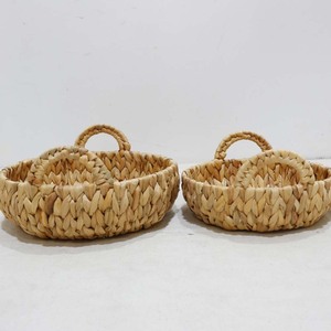 Lot de 2 paniers à fruits en jacinthe d'eau, bols peu profonds empilables avec poignées rondes pour rangement domestique - Product Image 4