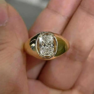 Anillo de compromiso de moissanita de corte radiante de 3.31 quilates con engaste Gypsy Dome, chapado en rodio, plata 925, solitario de 4 garras, para aniversario de bodas - Product Image 5