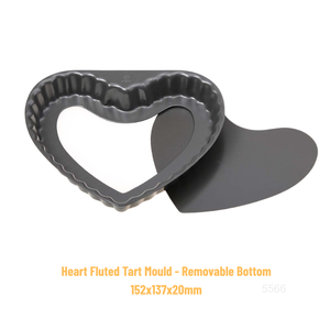 Mini moule à tarte de 5 pouces en forme de cœur, moule à quiche avec fond amovible, utilisé pour les desserts, la pâtisserie, noir - Product Image 2