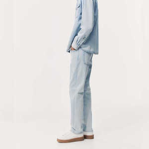 Pantalones Vaqueros Ajustados de Cintura Alta para Hombre, Elegantes y Cómodos, con Cierre de Botones, para Oficina o Uso Casual - Product Image 1